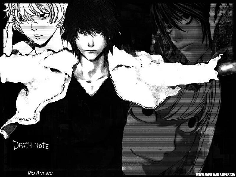 Anime Character Collage — Black, Dramatic, Manga, Characters, Text