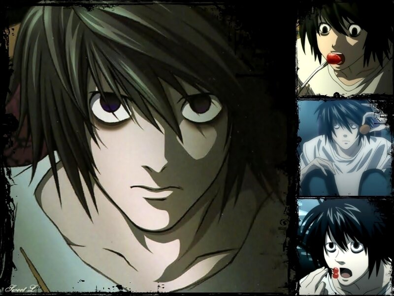 Anime Character Collage — Black, Dramatic, Manga, Cherry