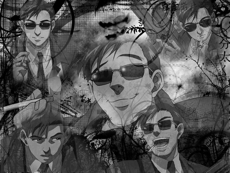 Anime Character Collage — Black, Dramatic, Manga, Sunglasses