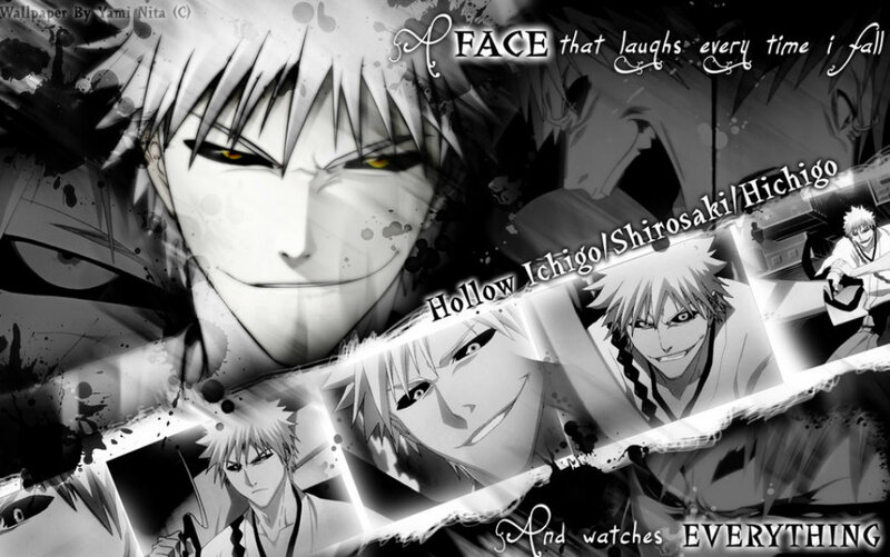 Anime Character Collage — Black, Dramatic, Manga, Text