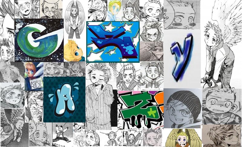 Anime Character Collage — Black, Dynamic, Manga