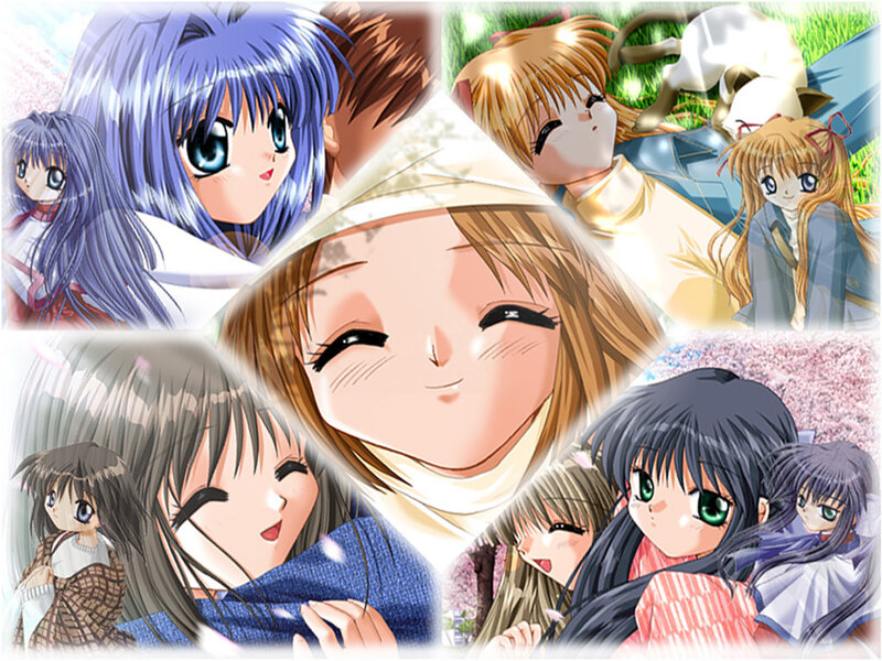 Anime Character Collage — Blue, Cheerful