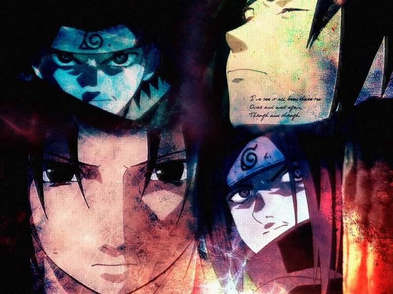 Anime Character Collage — Blue, Dramatic, Manga, Text, Headband