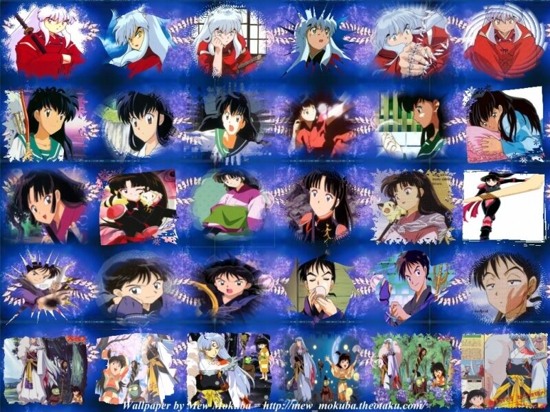 Anime Character Collage — Blue, Dramatic, Night, Characters, Action Scenes