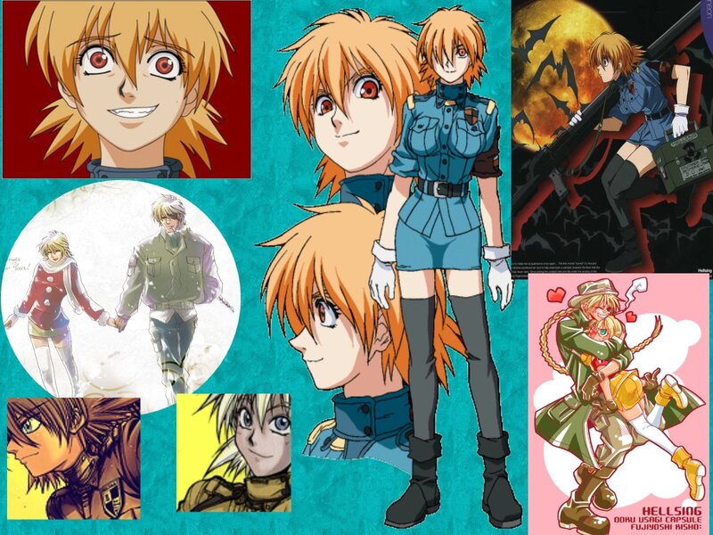 Anime Character Collage — Blue, Dramatic, Night, Military Uniform