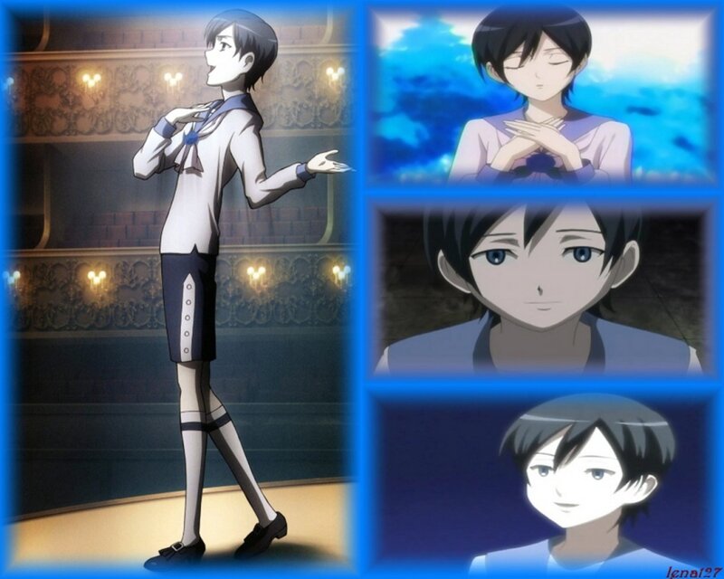 Anime Character Collage — Blue, Dramatic, Theater