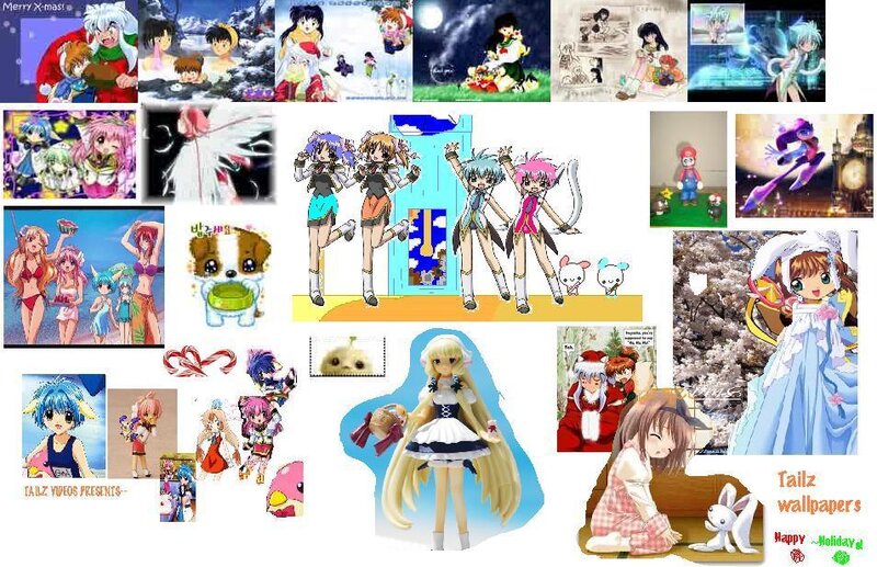Anime Character Collage — Blue, Festive