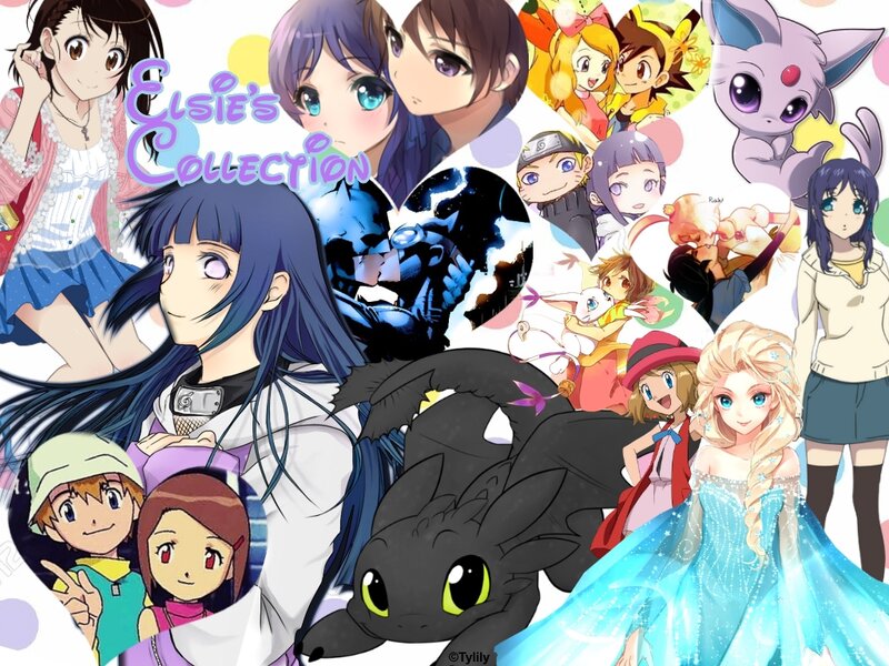 Anime Character Collage — Blue, Playful