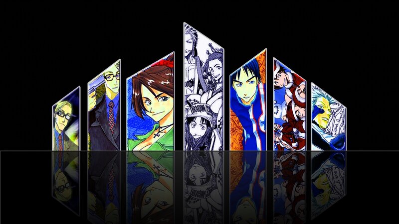 Anime character collage display