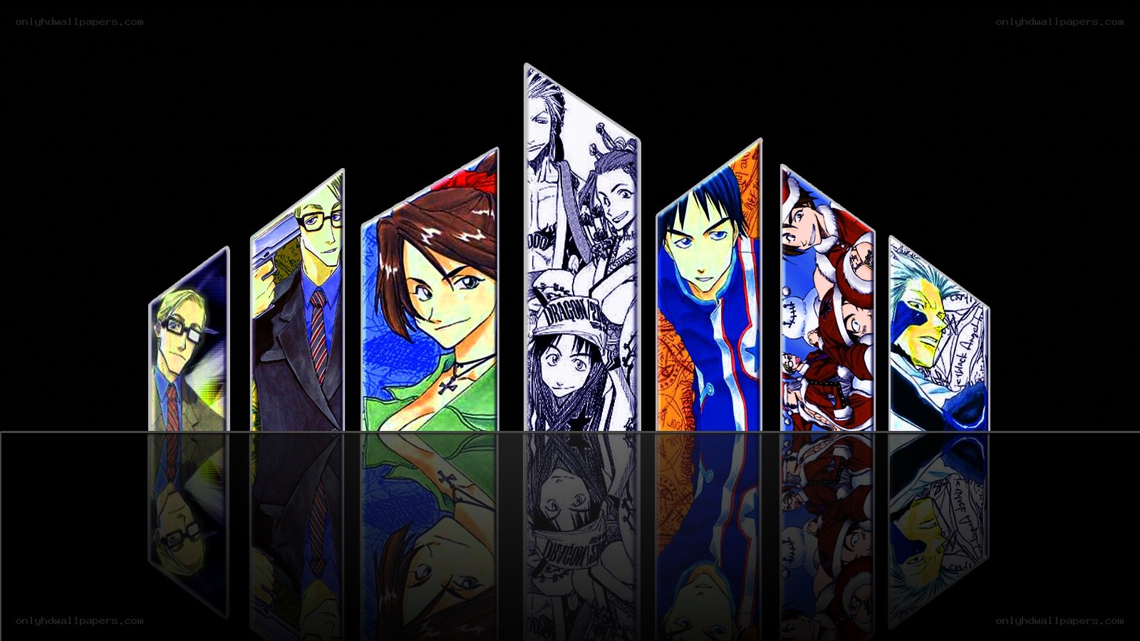 Anime character collage display