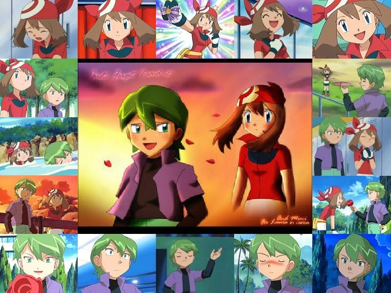 Anime Character Collage — Green, Dramatic, Sunset