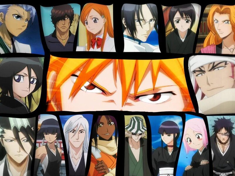 Anime Character Collage — Orange, Dramatic, Characters, Eyes