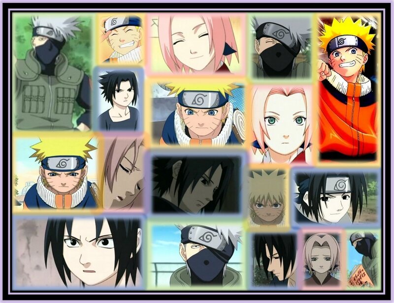 Anime Character Collage — Orange, Dramatic, Characters, Headshots