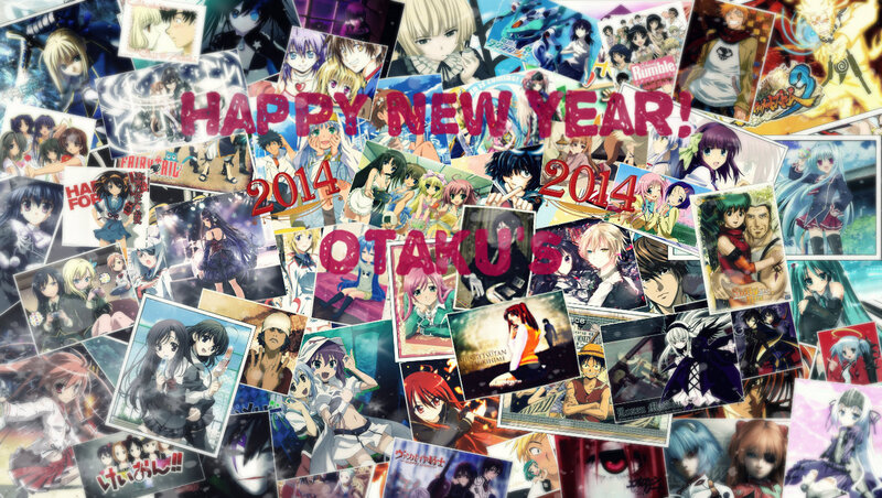 Anime Character Collage — Pink, Festive