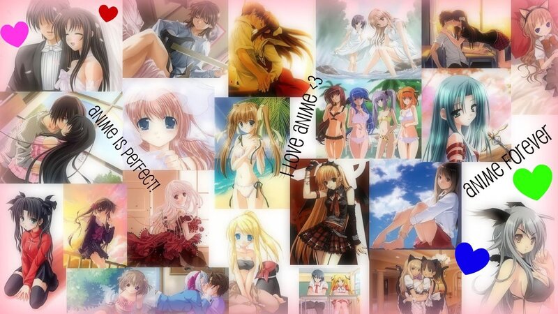 Anime Character Collage — Pink, Romantic