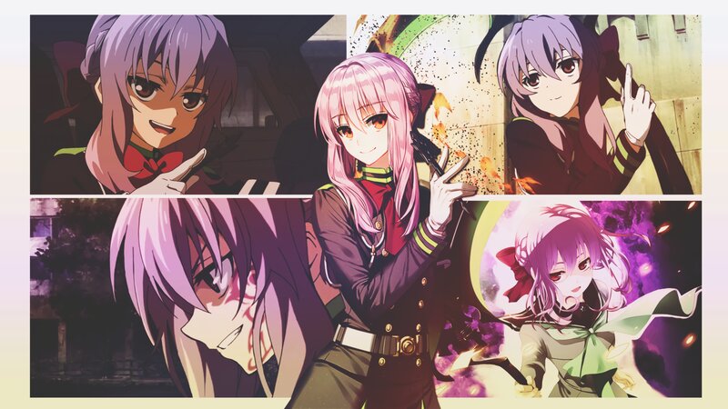 Anime Character Collage — Purple, Dramatic, Military Uniform