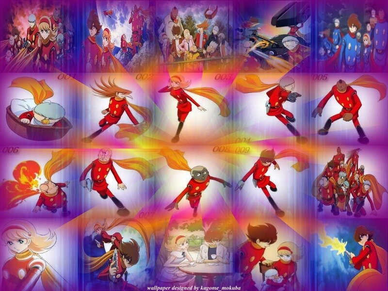 Anime Character Collage — Red, Dramatic, Characters
