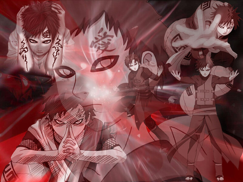 Anime Character Collage — Red, Dramatic, Manga, Red Chakra