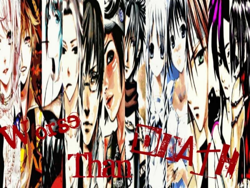 Anime Character Collage — White, Dramatic, Manga, Text