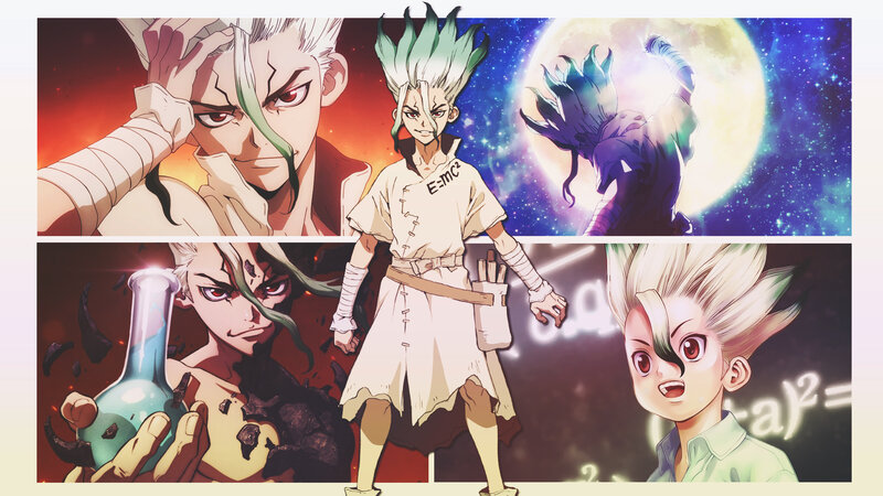 Anime Character Collage — White, Dramatic, Night