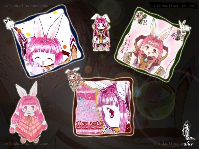 Anime character collage with bunny ears