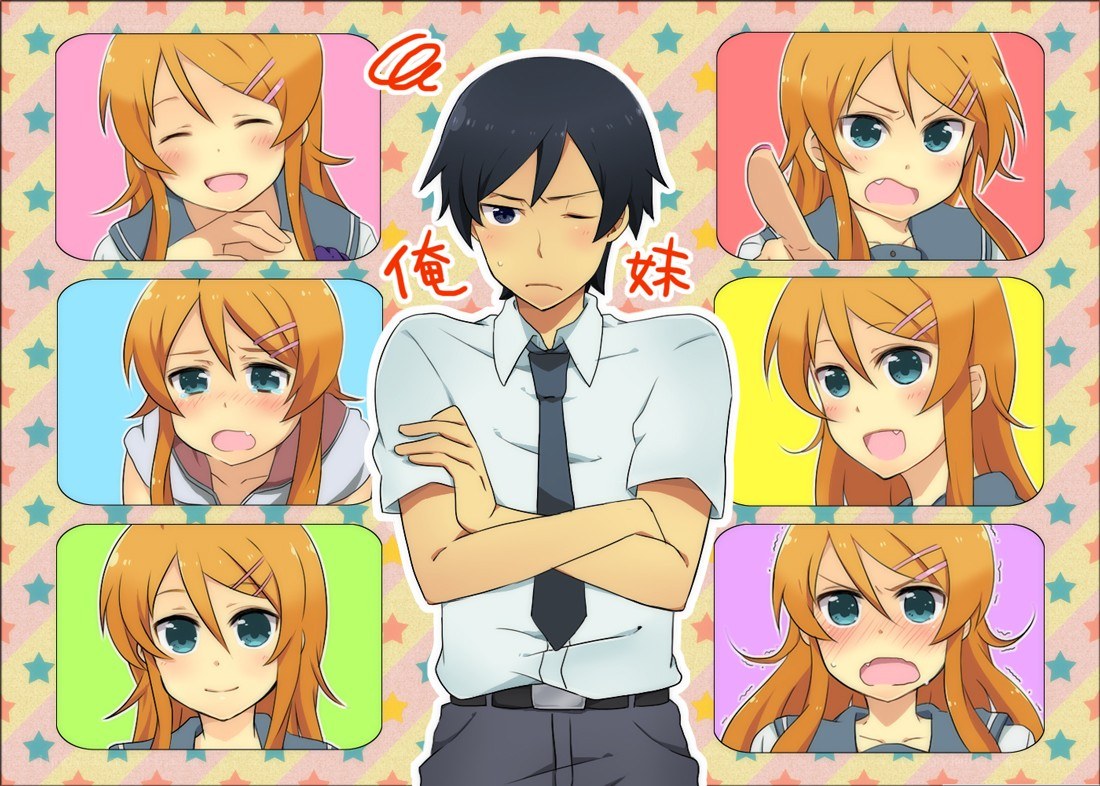 Anime character collage with expressions