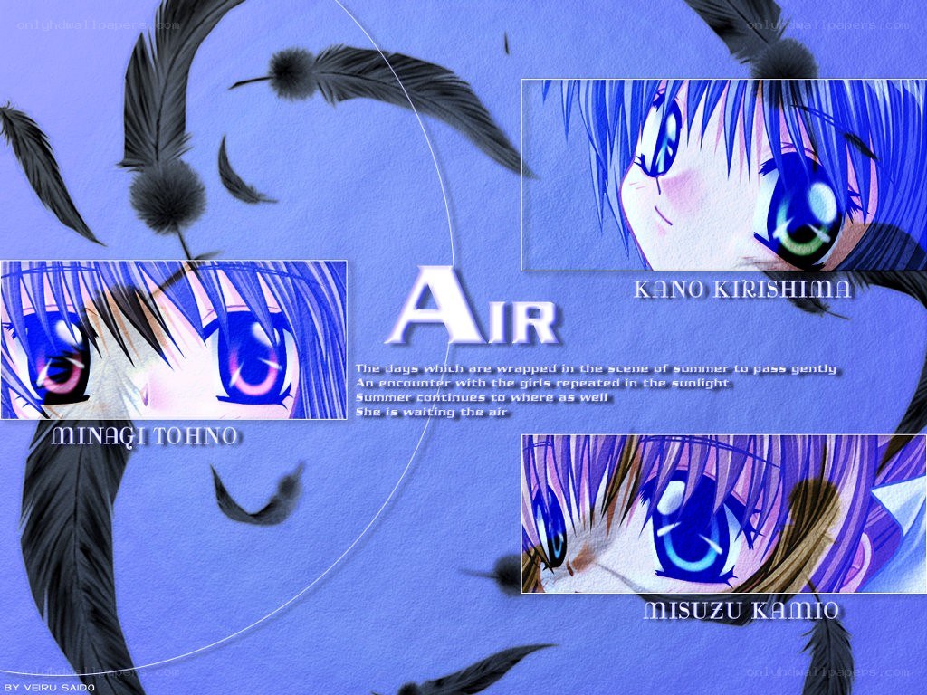 anime character collage with feathers