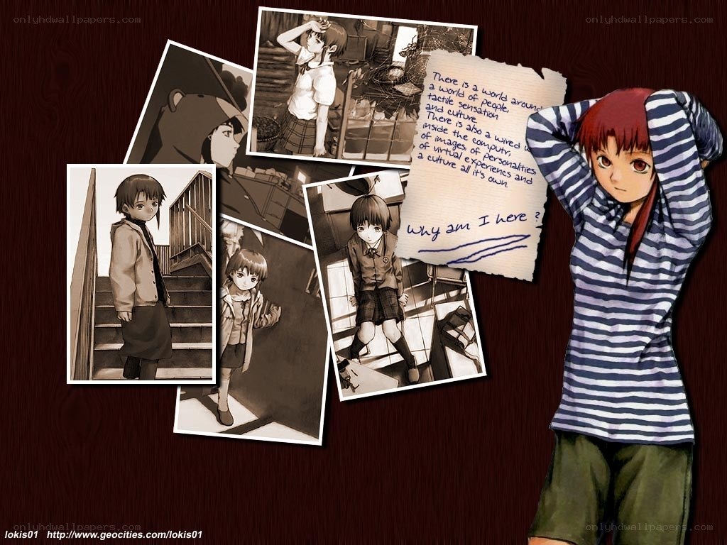 Anime character collage with photos