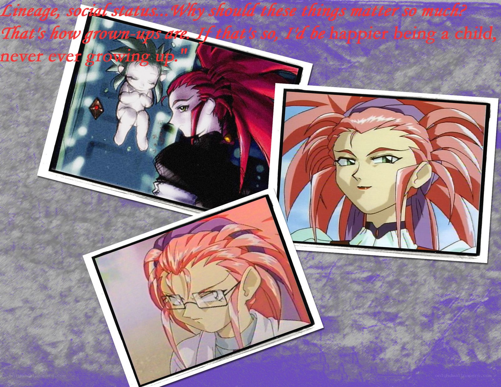 anime character collage with quote