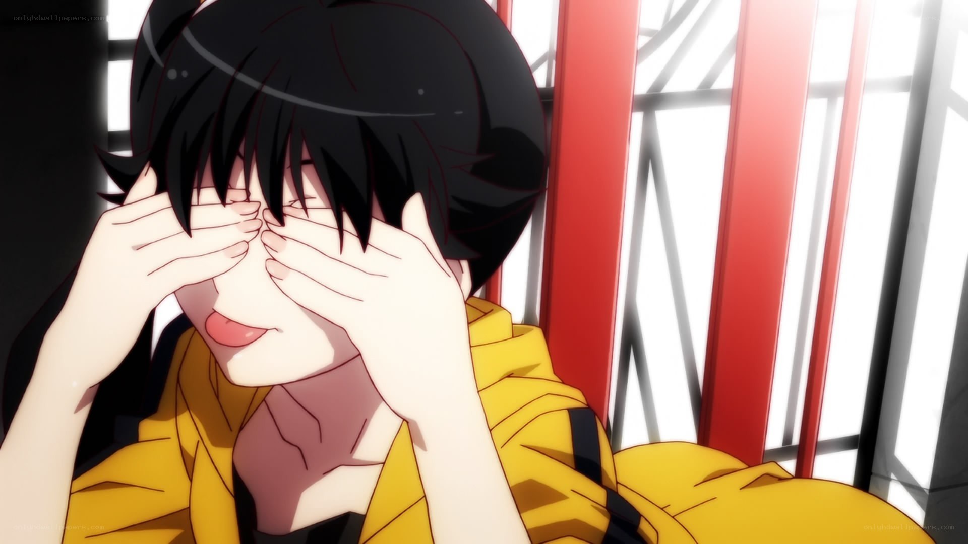 anime character covering eyes