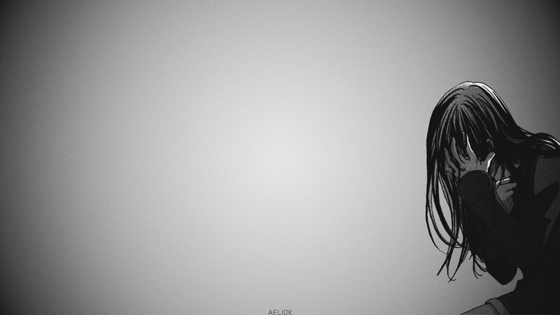 Anime Character Covering Face — Black, Somber