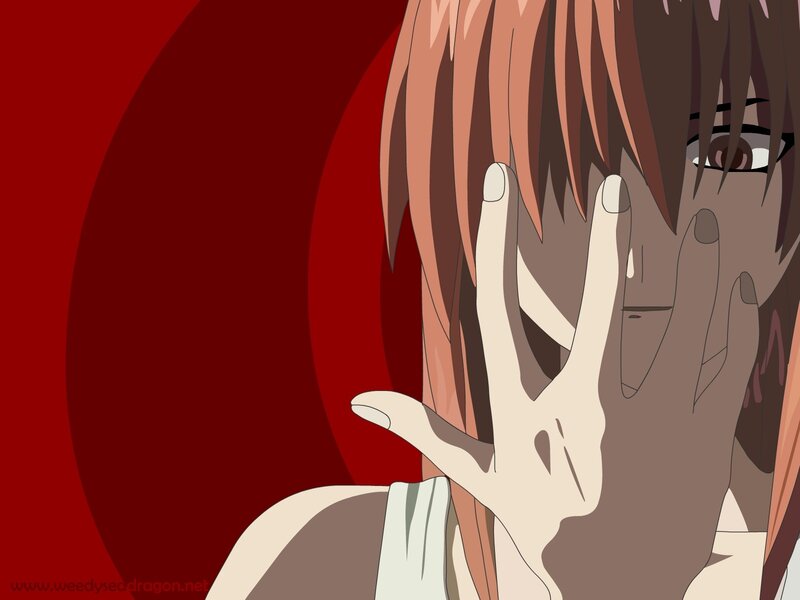 Anime Character Covering Face — Red, Dramatic, Hand