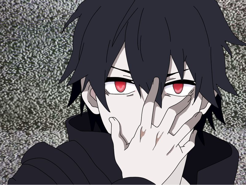 Anime Character Covering Mouth — Black