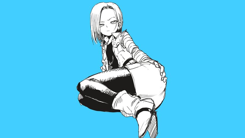Anime Character Crouching — Blue