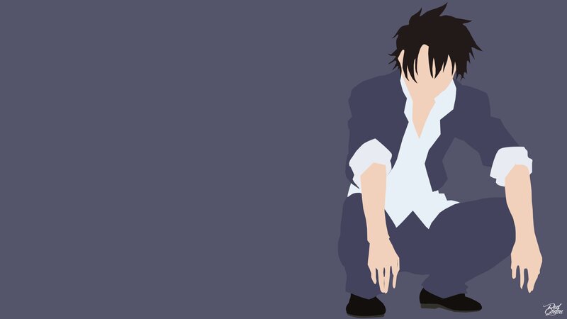 Anime Character Crouching — Gray