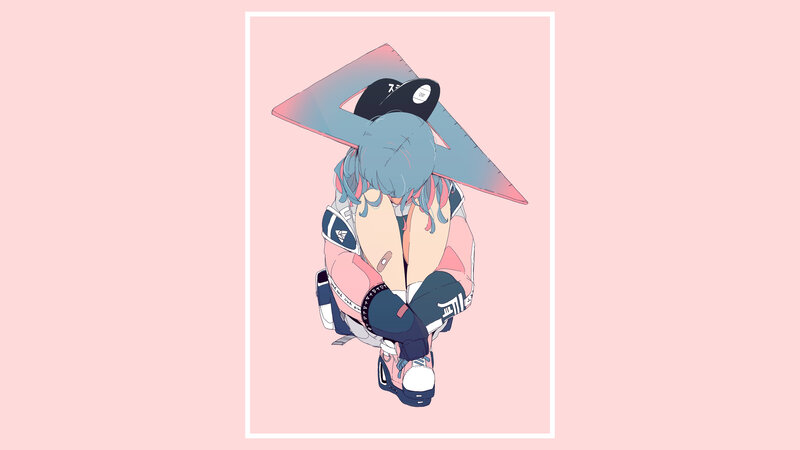 Anime Character Crouching — Pink