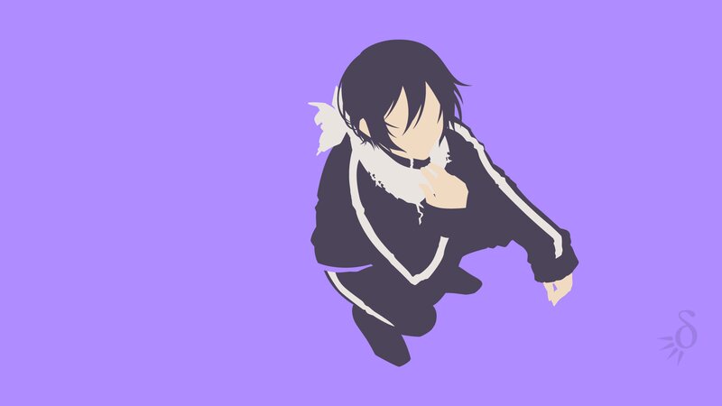 Anime Character Crouching — Purple