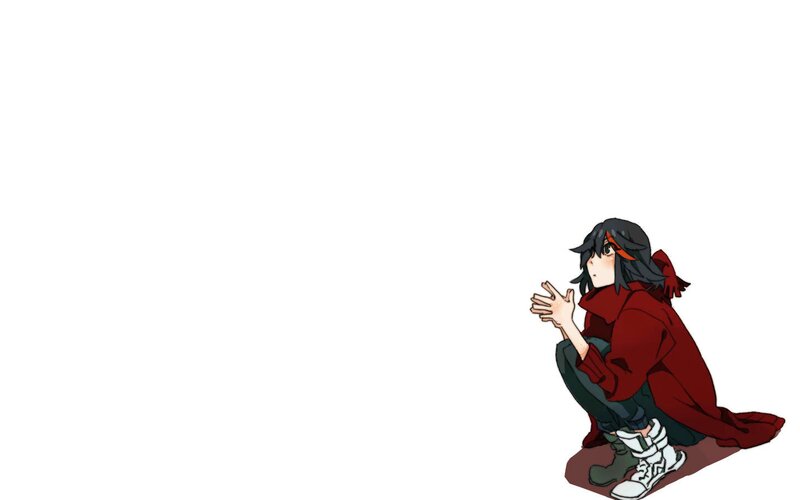 Anime Character Crouching — White