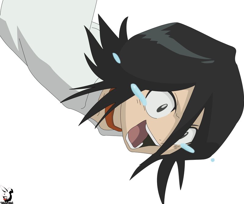 Anime Character Crying — Black, Distressed