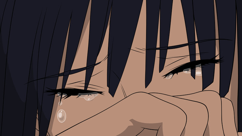 Anime Character Crying — Black, Sad