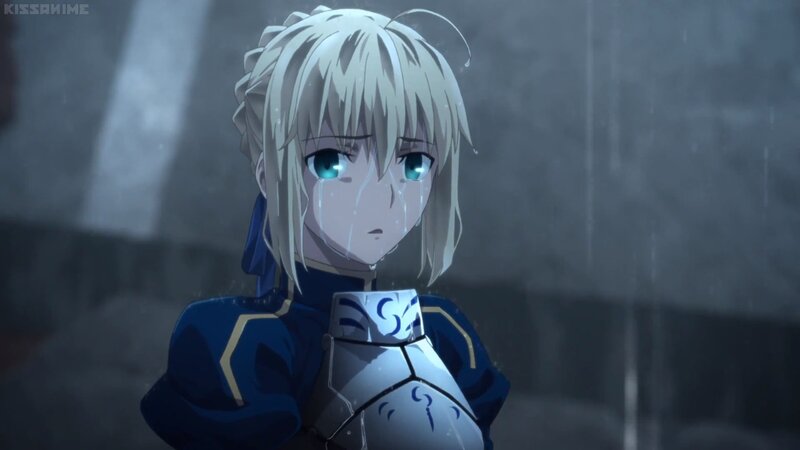 Anime Character Crying — Blue, Dramatic, Rain