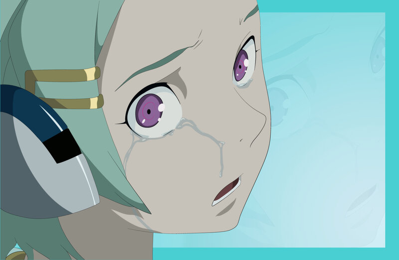 Anime Character Crying — Blue, Dramatic, Tears