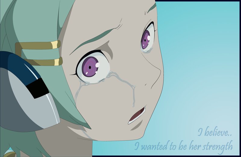 Anime Character Crying — Blue, Sad, Tears