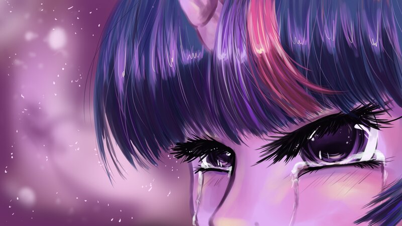 Anime Character Crying — Purple, Sad