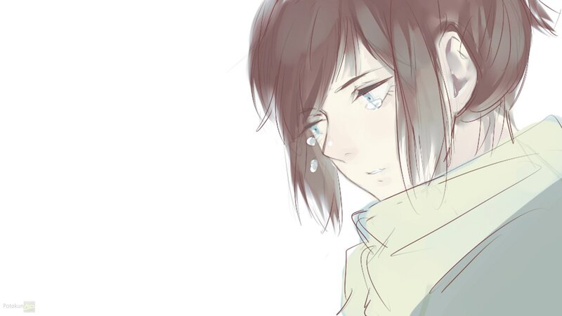 Anime Character Crying — White, Sad