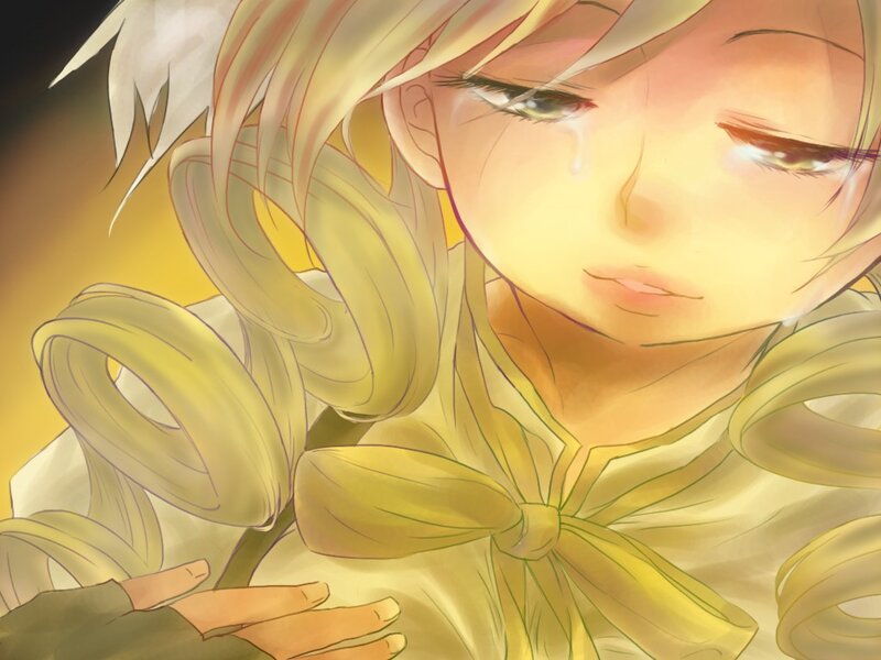 Anime Character Crying — Yellow, Dramatic, Digital Art
