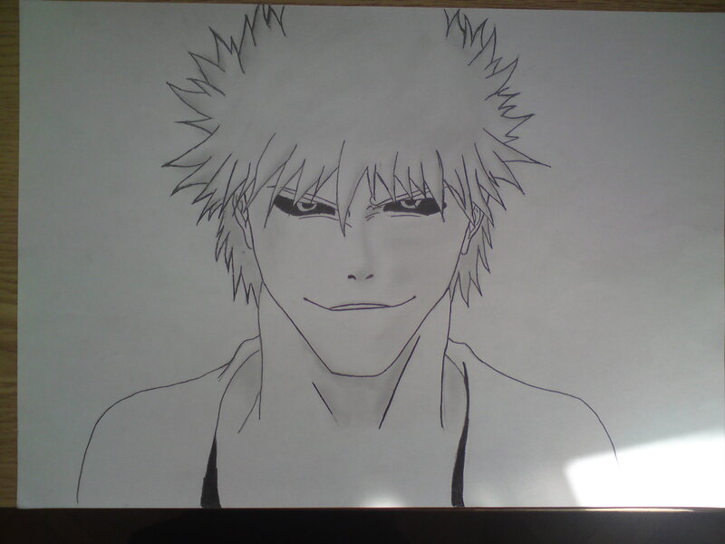 Anime Character Drawing — Black, Serious