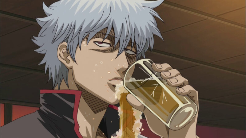 anime character drinking beer
