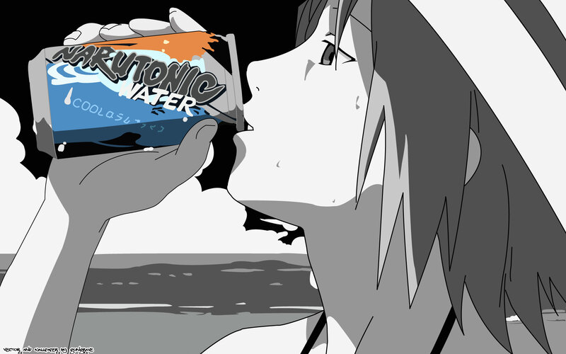 Anime Character Drinking — Black