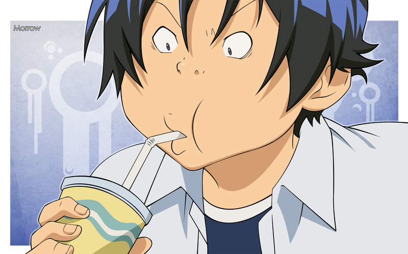 Anime Character Drinking — Blue